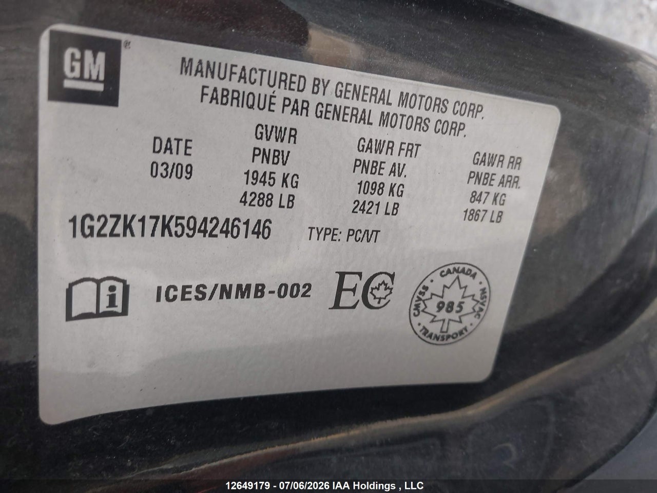 2009 PONTIAC G6 thumbnail 10