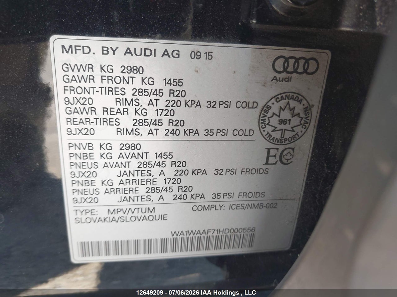 2017 AUDI Q7 3.0T TECHNIK thumbnail 10