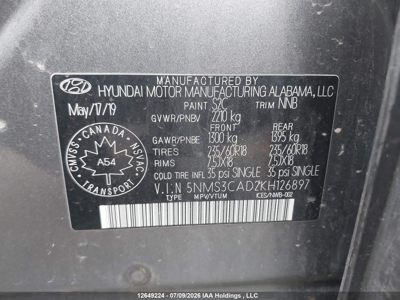 2019 HYUNDAI SANTA FE SEL/SEL PLUS thumbnail 10