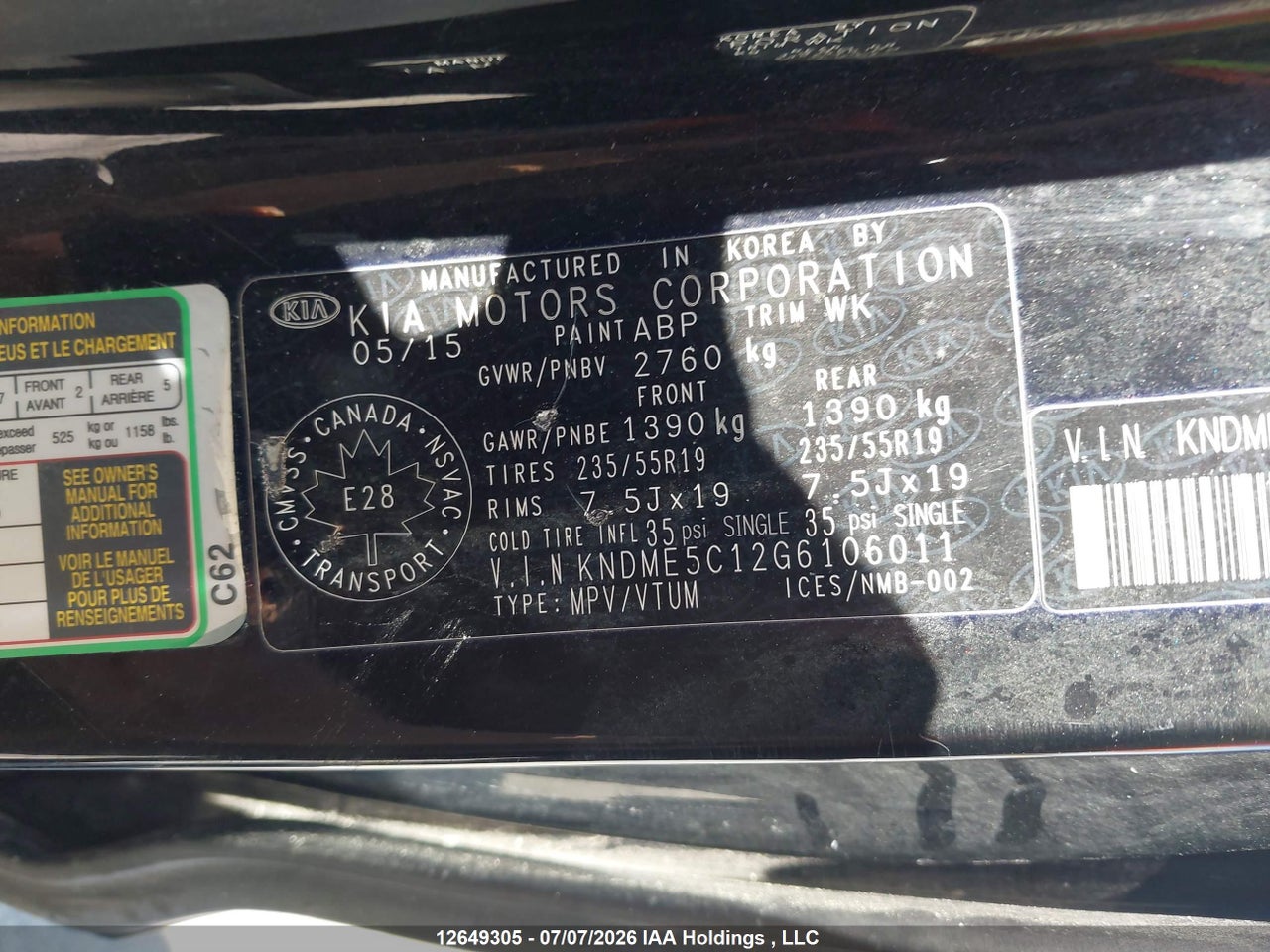 2016 KIA SEDONA SXL thumbnail 10