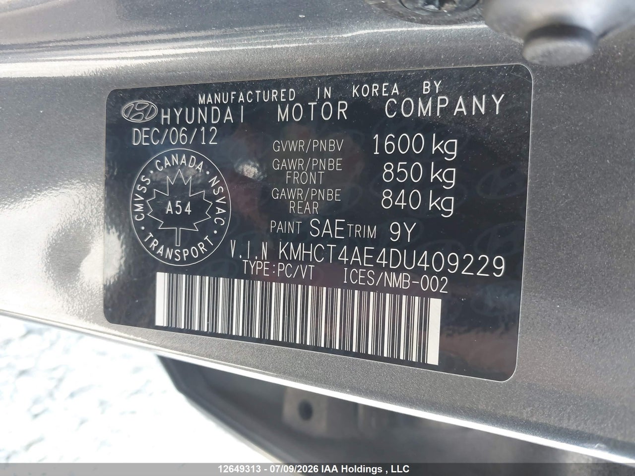 2013 HYUNDAI ACCENT GLS/GS thumbnail 10