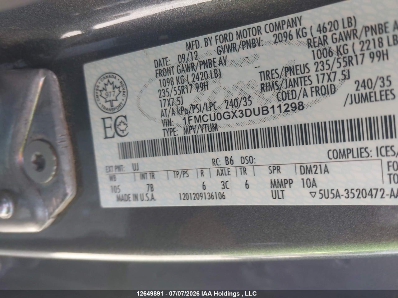 2013 FORD ESCAPE SE thumbnail 10