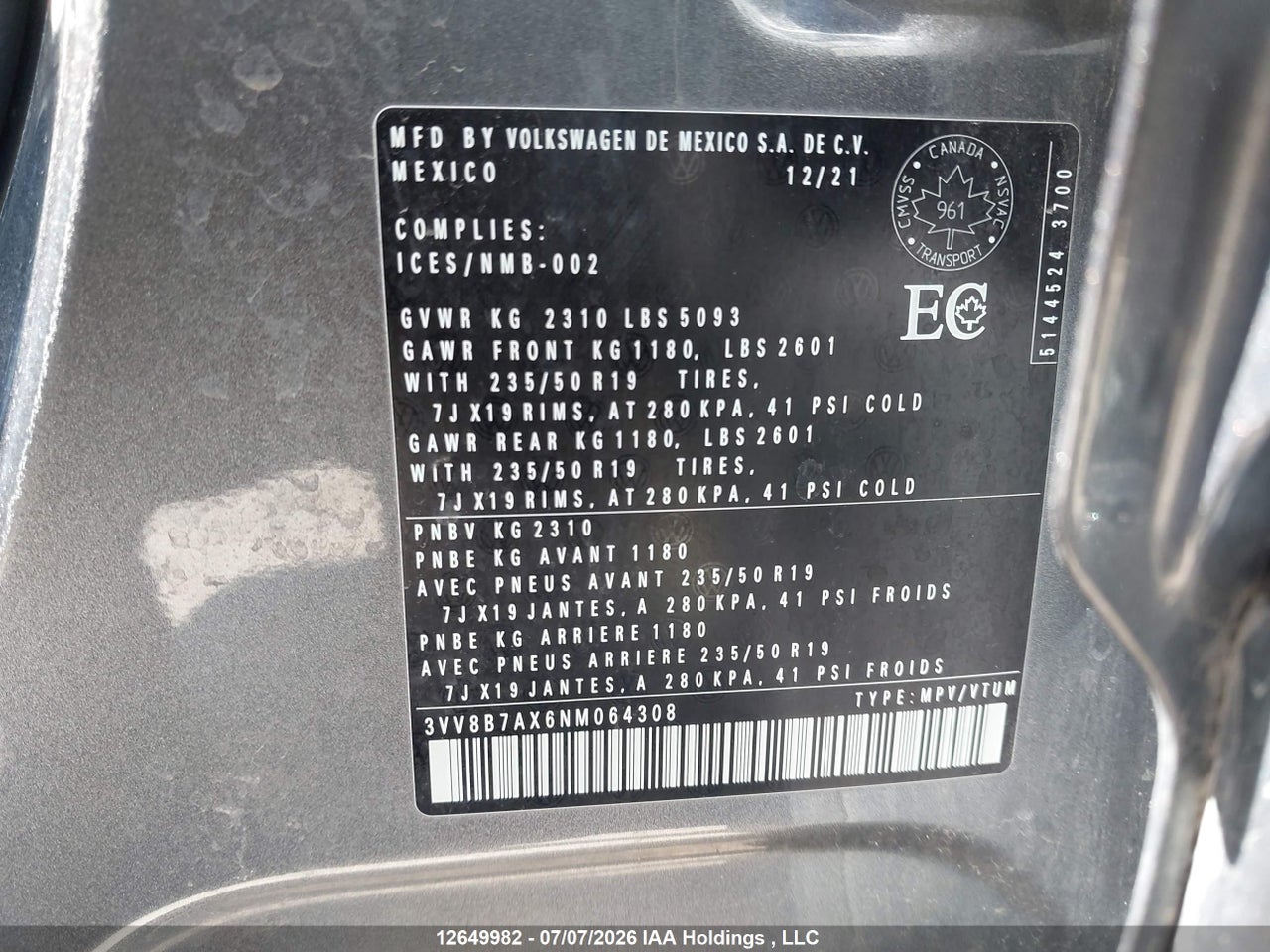 2022 VOLKSWAGEN TIGUAN COMFORTLINE R-LINE BLACK EDITION thumbnail 10
