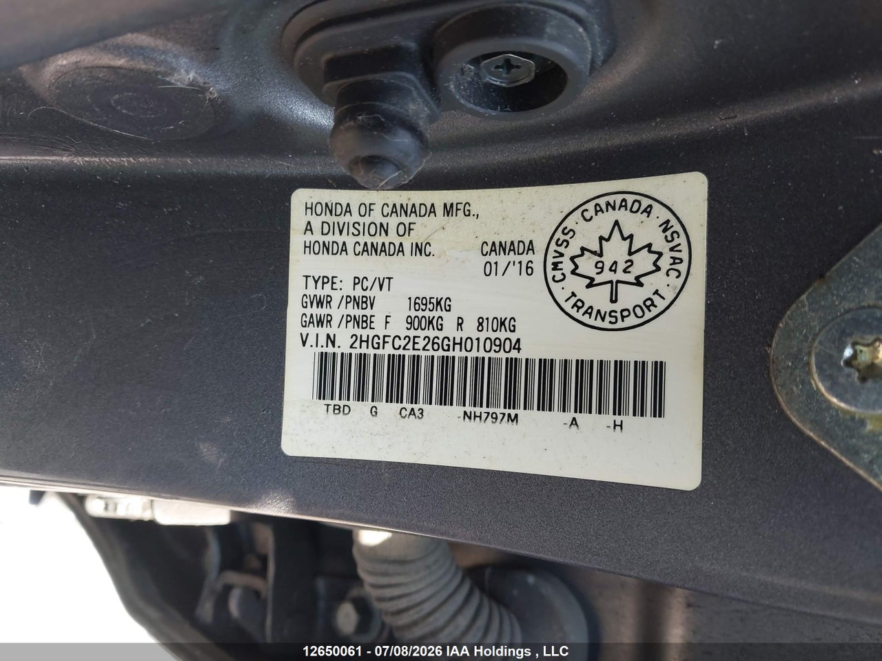 2016 HONDA CIVIC DX thumbnail 10