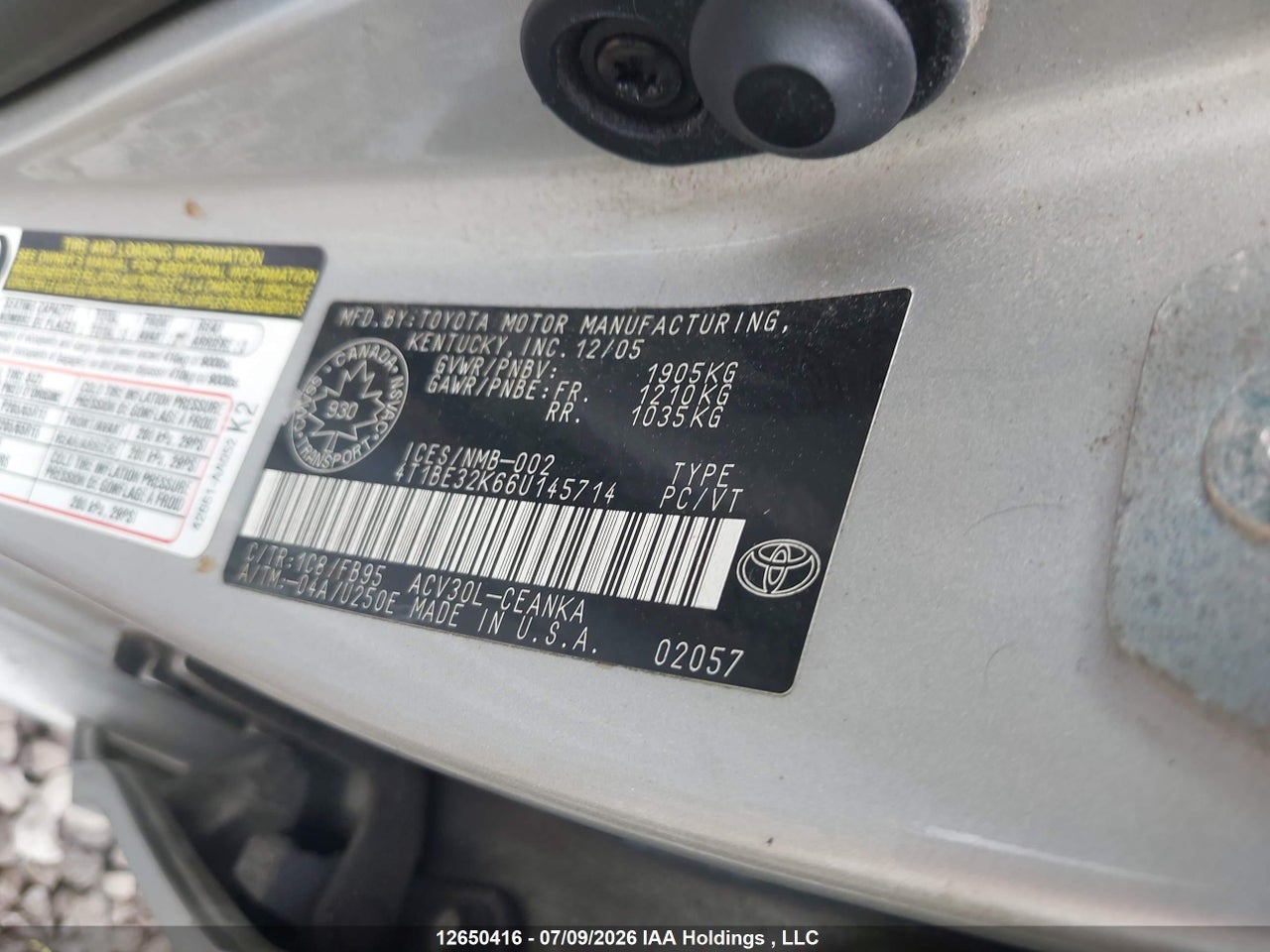 2006 TOYOTA CAMRY LE/XLE/SE thumbnail 10