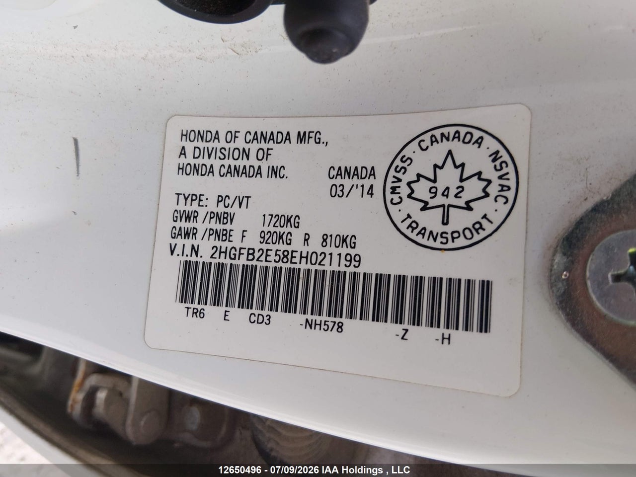 2014 HONDA CIVIC LX thumbnail 10