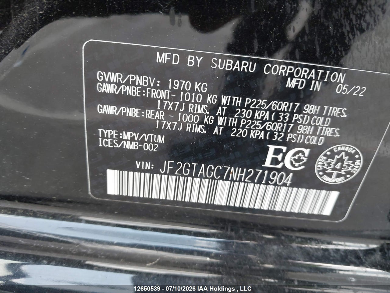 2022 SUBARU CROSSTREK PREMIUM thumbnail 10