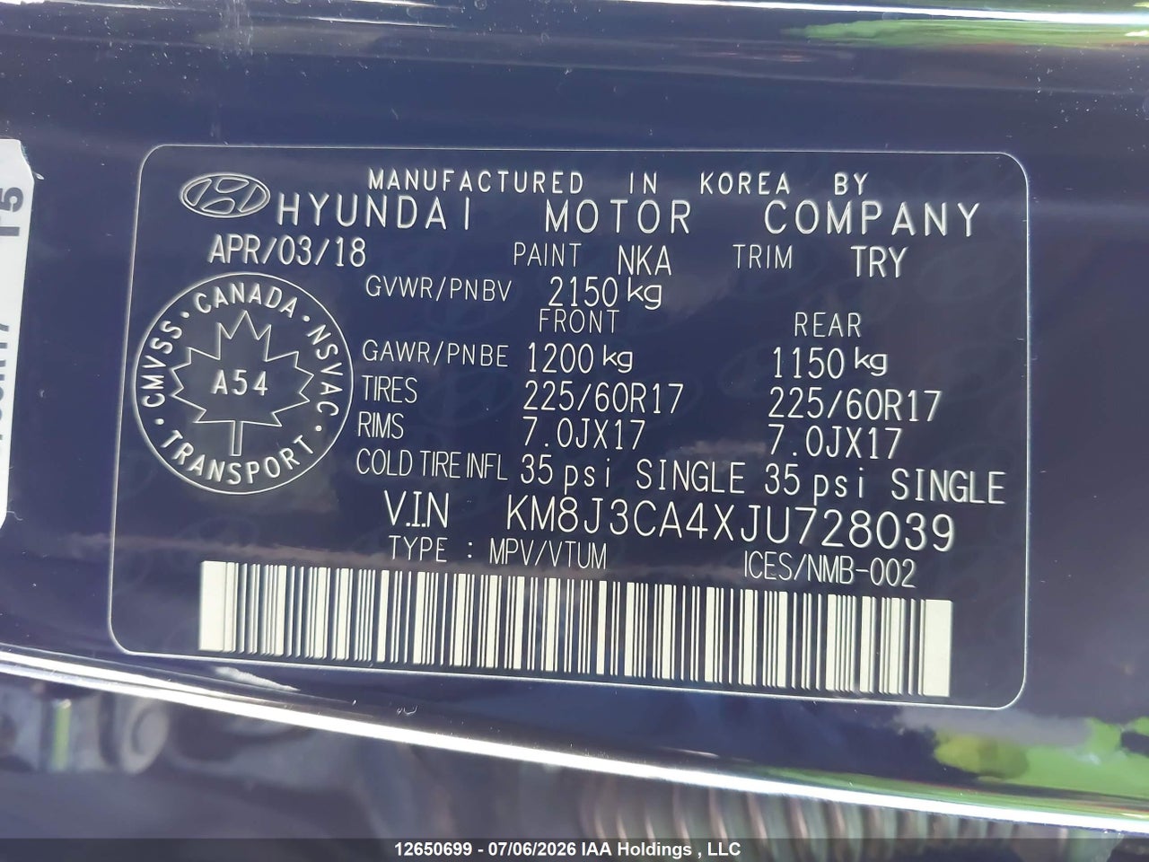 2018 HYUNDAI TUCSON SE 2.0L thumbnail 10