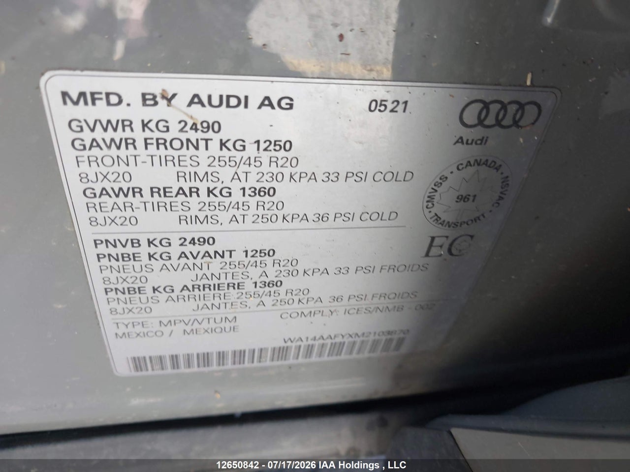 2021 AUDI Q5 45 PROGRESSIV thumbnail 10