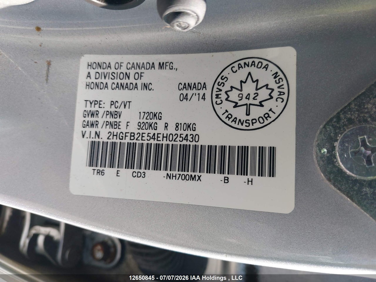 2014 HONDA CIVIC EX thumbnail 10