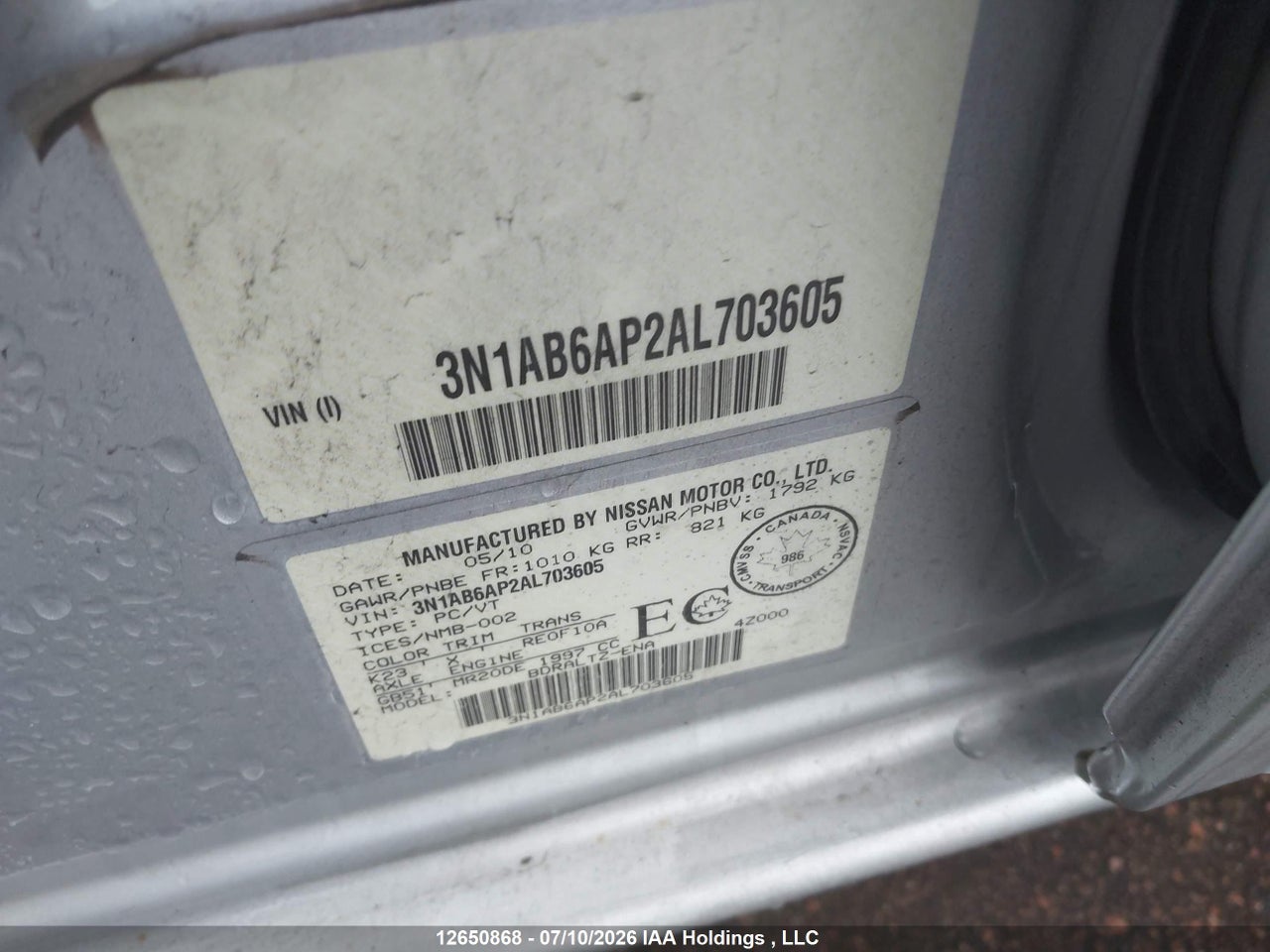 2010 NISSAN SENTRA 2.0/2.0S/SR/2.0SL thumbnail 10