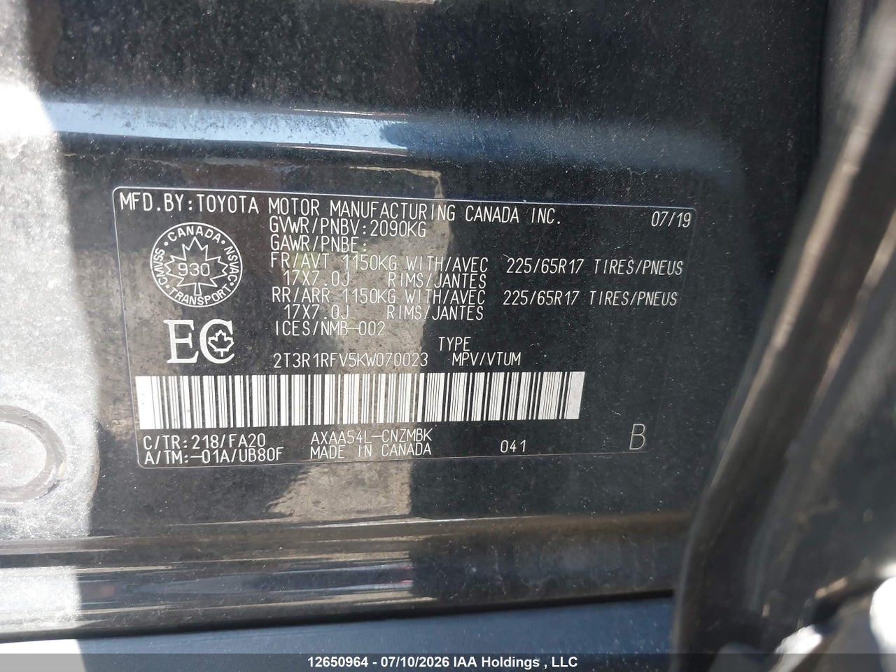 2019 TOYOTA RAV4 XLE thumbnail 10