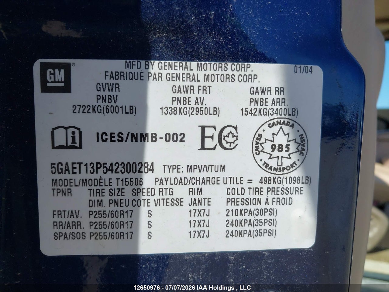 2004 BUICK RAINIER CXL thumbnail 10