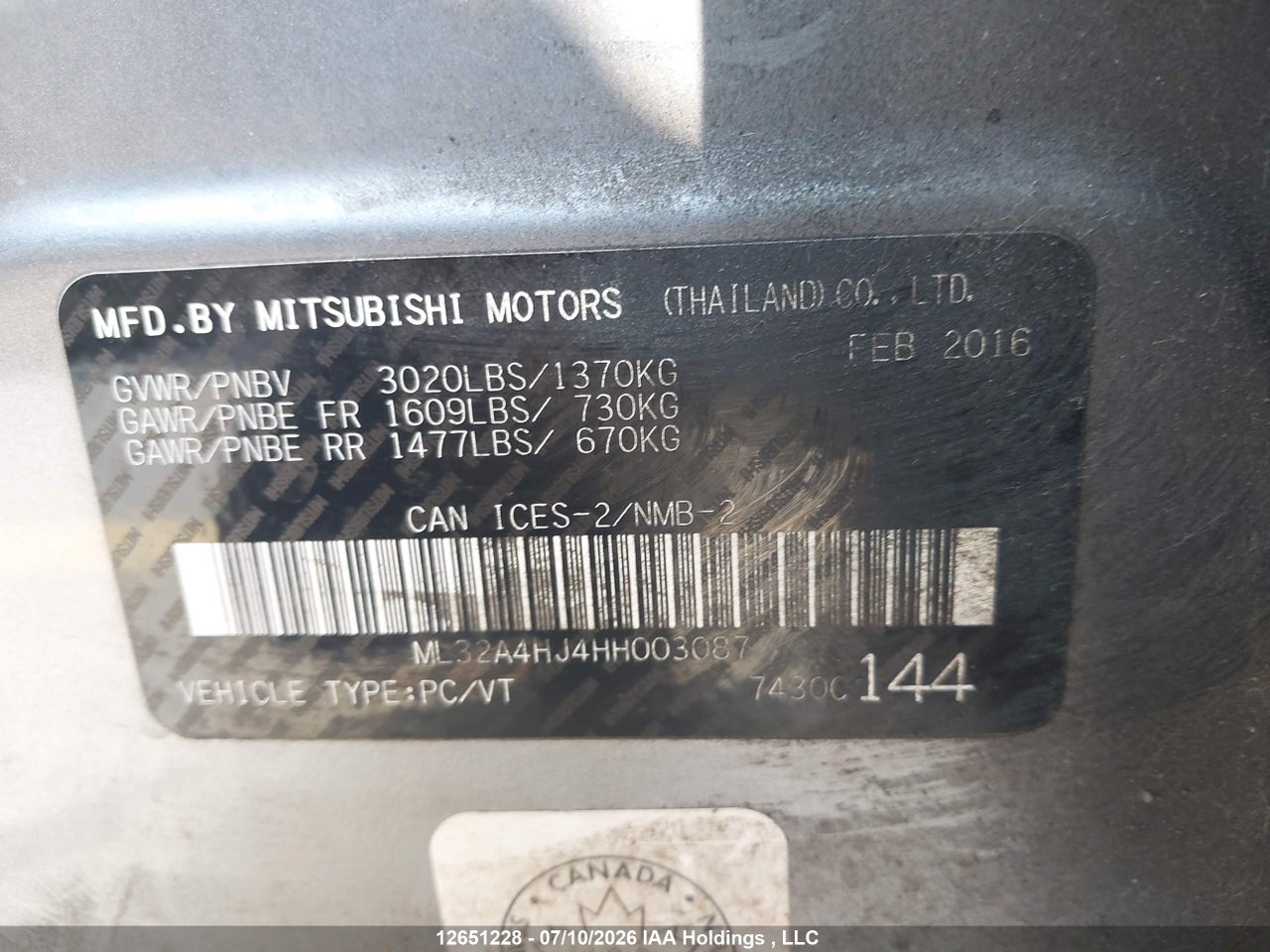 2017 MITSUBISHI MIRAGE SE thumbnail 10