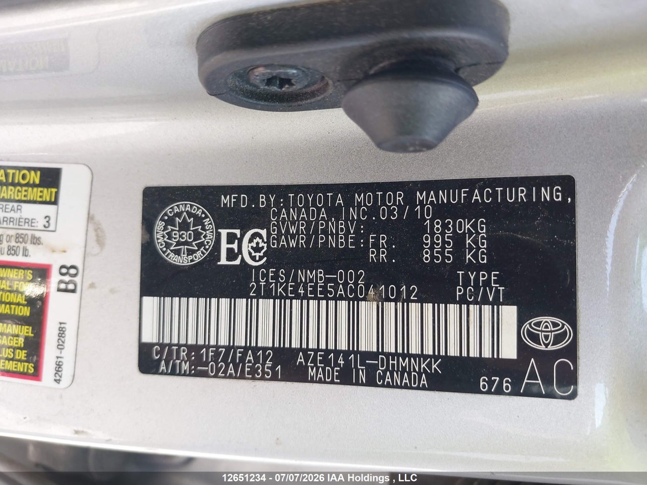 2010 TOYOTA MATRIX thumbnail 10