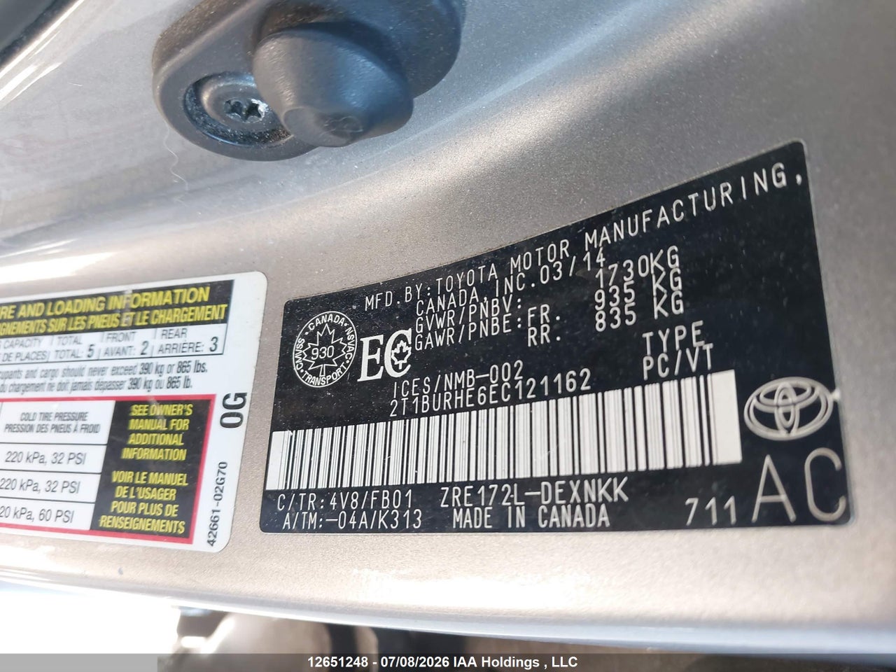 2014 TOYOTA COROLLA thumbnail 10