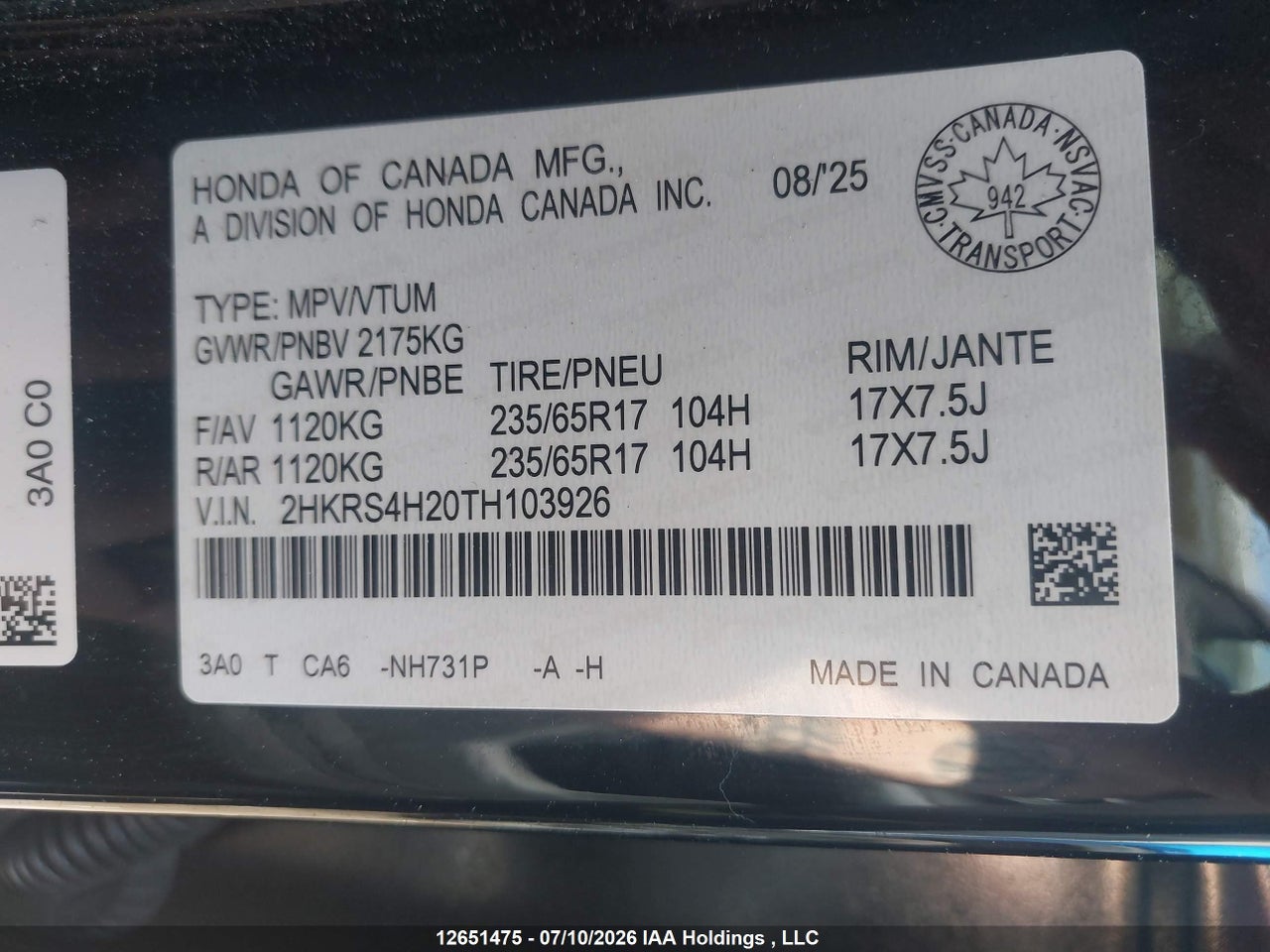 2026 HONDA CR-V LX thumbnail 10