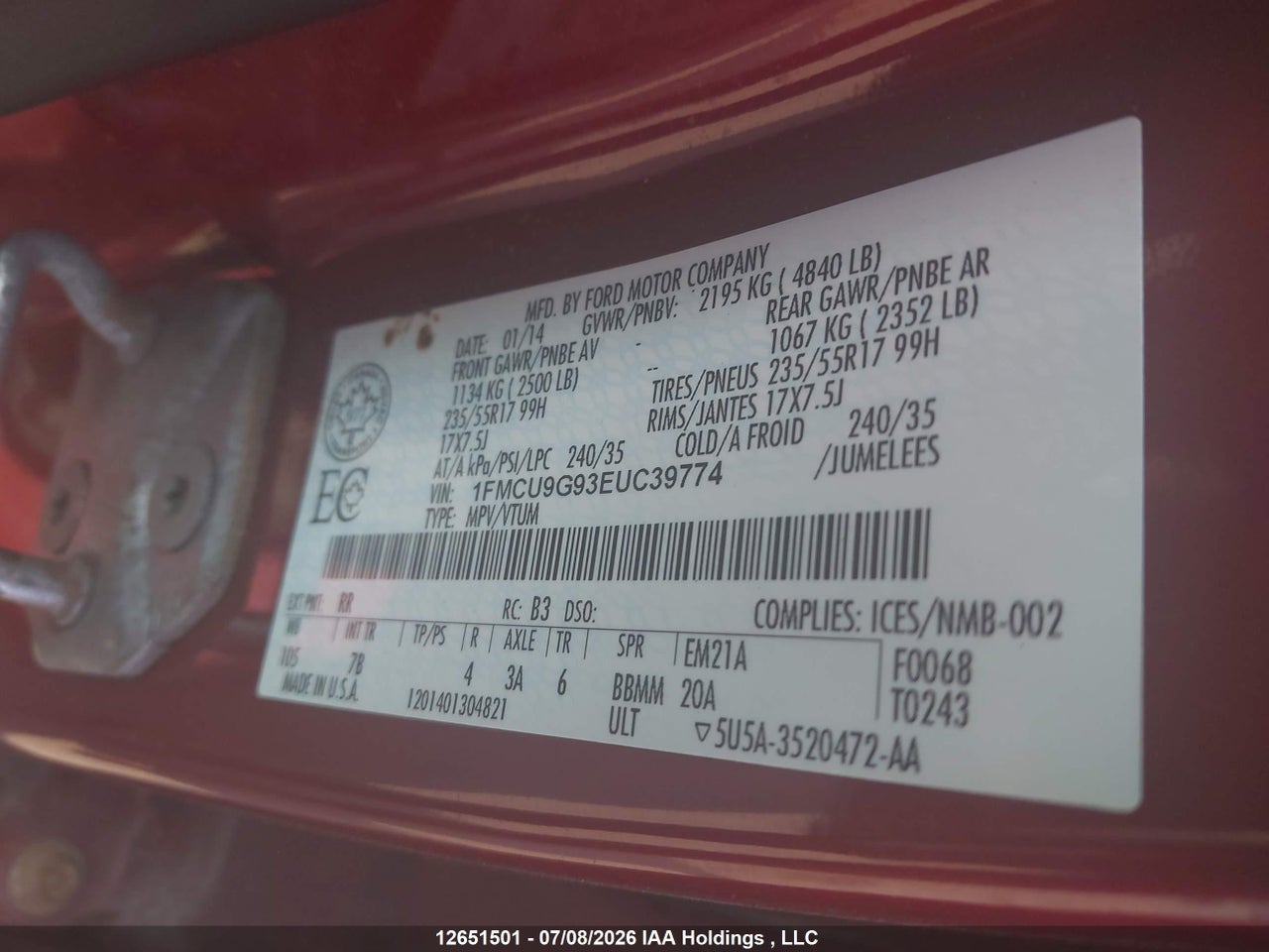 2014 FORD ESCAPE SE thumbnail 10