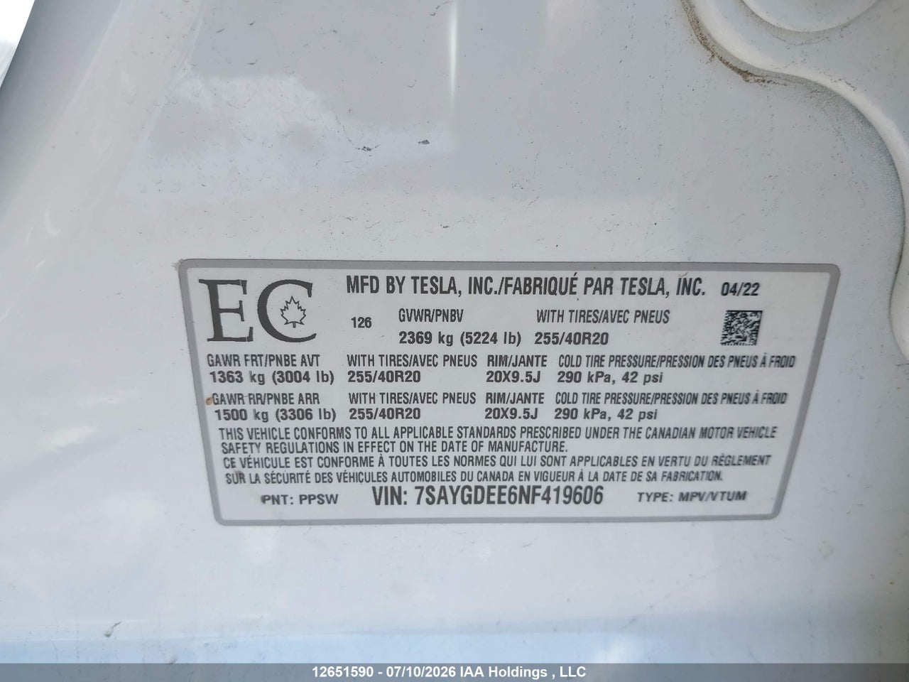 2022 TESLA MODEL Y LONG RANGE thumbnail 10