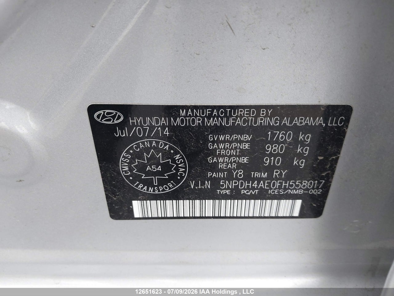 2015 HYUNDAI ELANTRA GL thumbnail 10