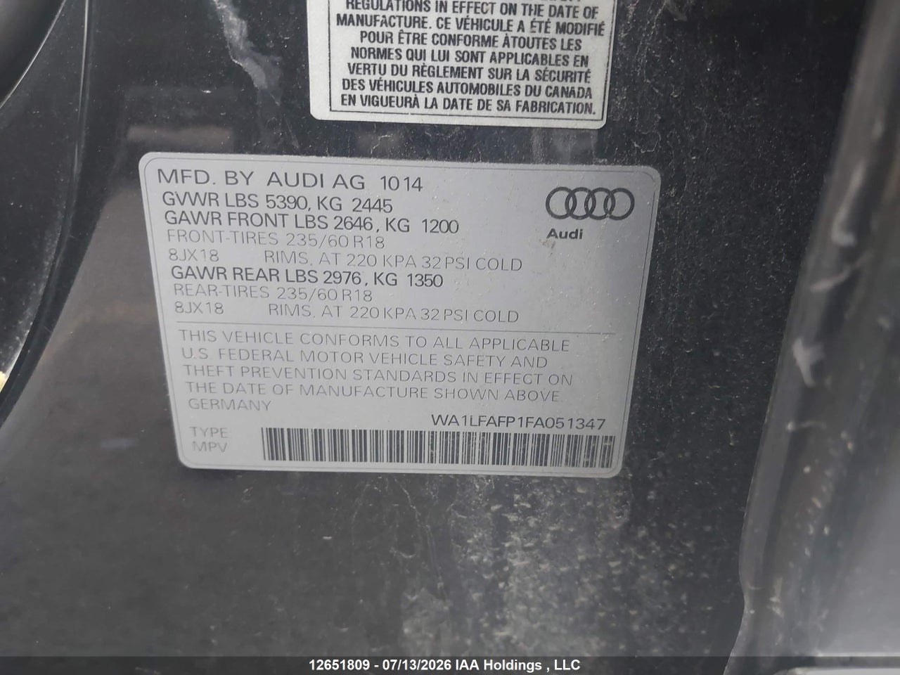 2015 AUDI Q5 2.0T PREMIUM thumbnail 10