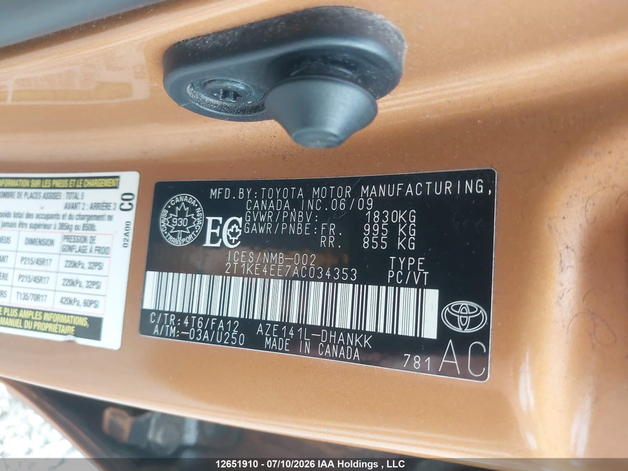 2010 TOYOTA MATRIX thumbnail 10