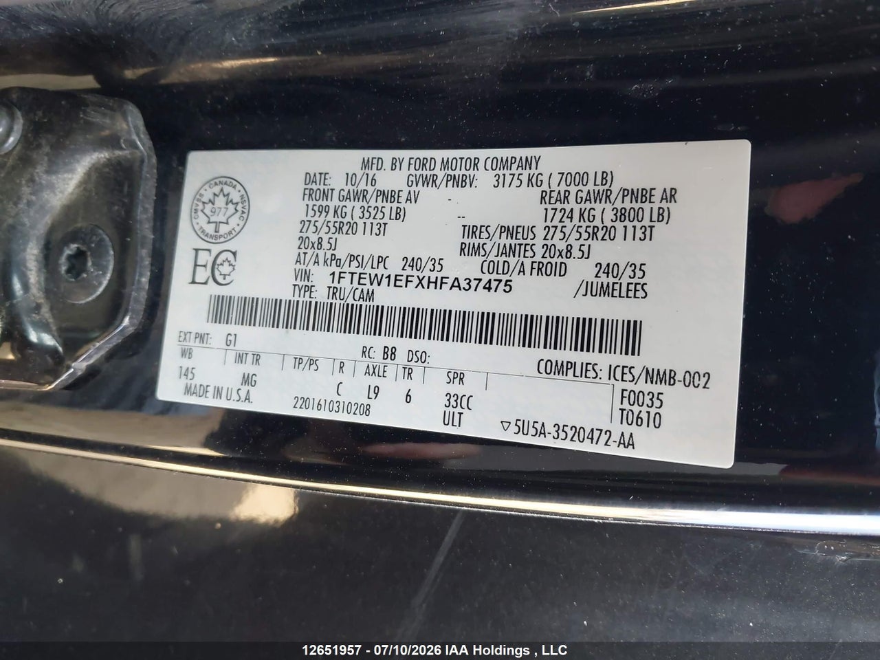 2017 FORD F-150 thumbnail 10