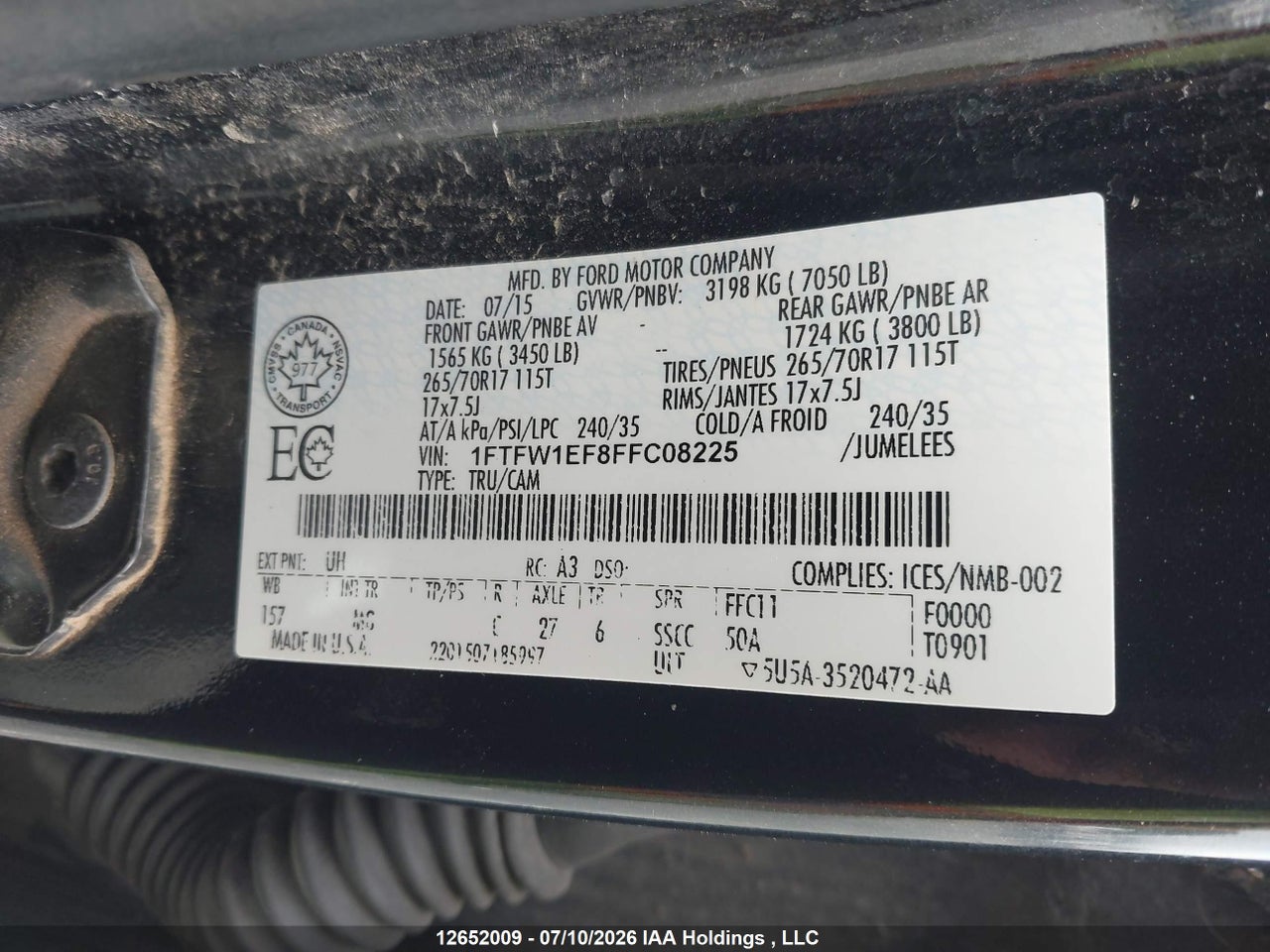 2015 FORD F150 SUPERCREW thumbnail 10