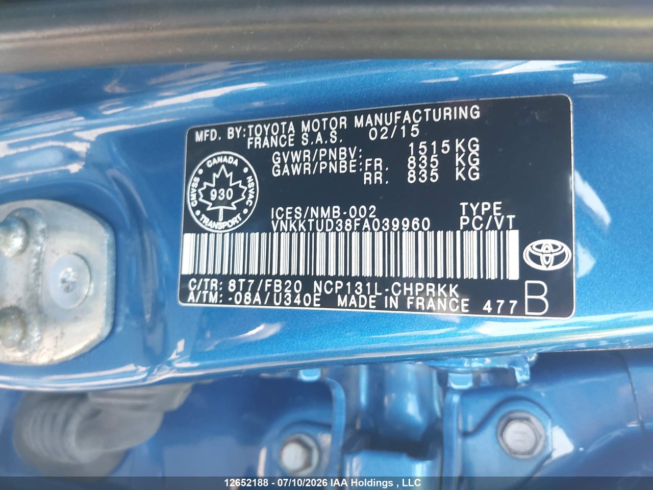 2015 TOYOTA YARIS thumbnail 10