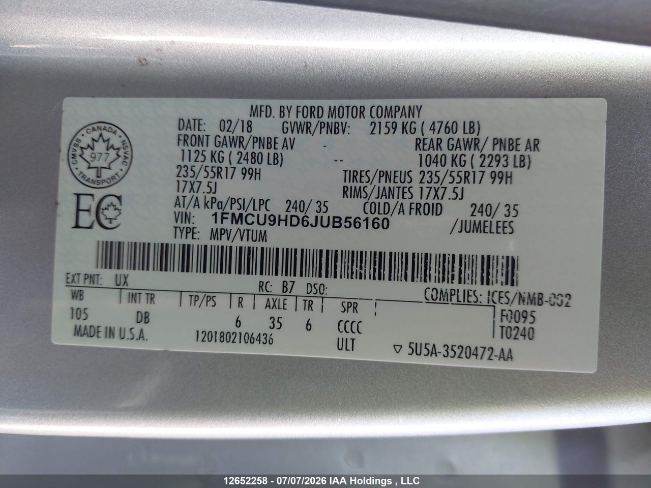 2018 FORD ESCAPE SEL thumbnail 10