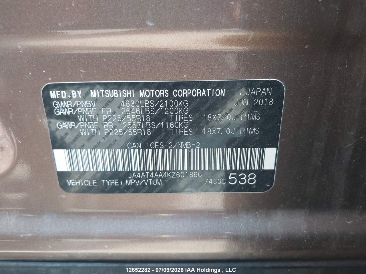 2019 MITSUBISHI ECLIPSE CROSS thumbnail 10