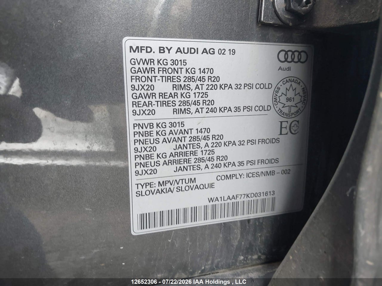 2019 AUDI Q7 55 PROGRESSIV thumbnail 10