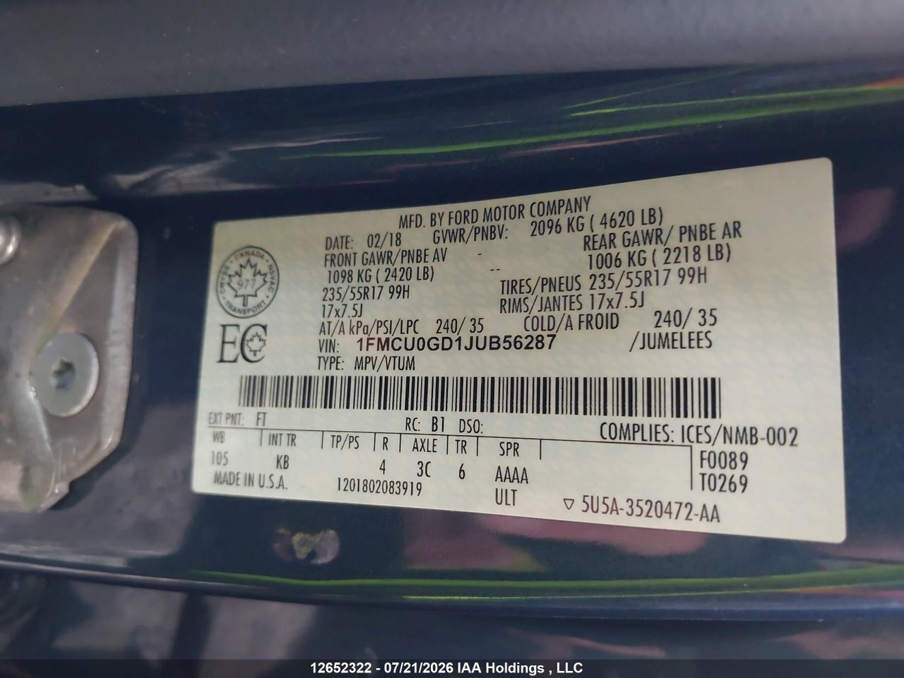 2018 FORD ESCAPE SE thumbnail 10