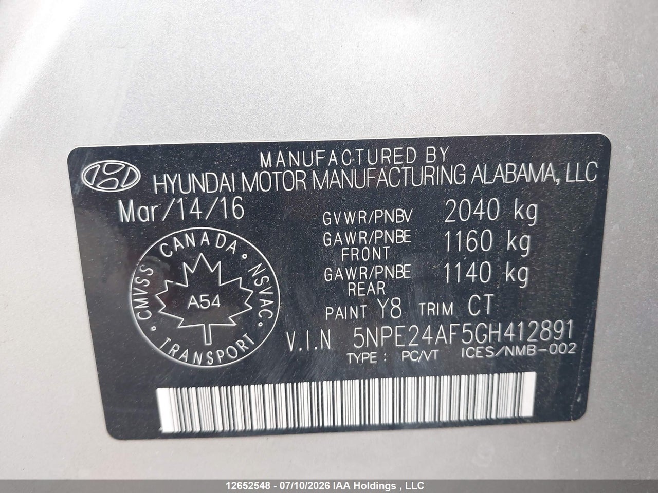 2016 HYUNDAI SONATA thumbnail 10