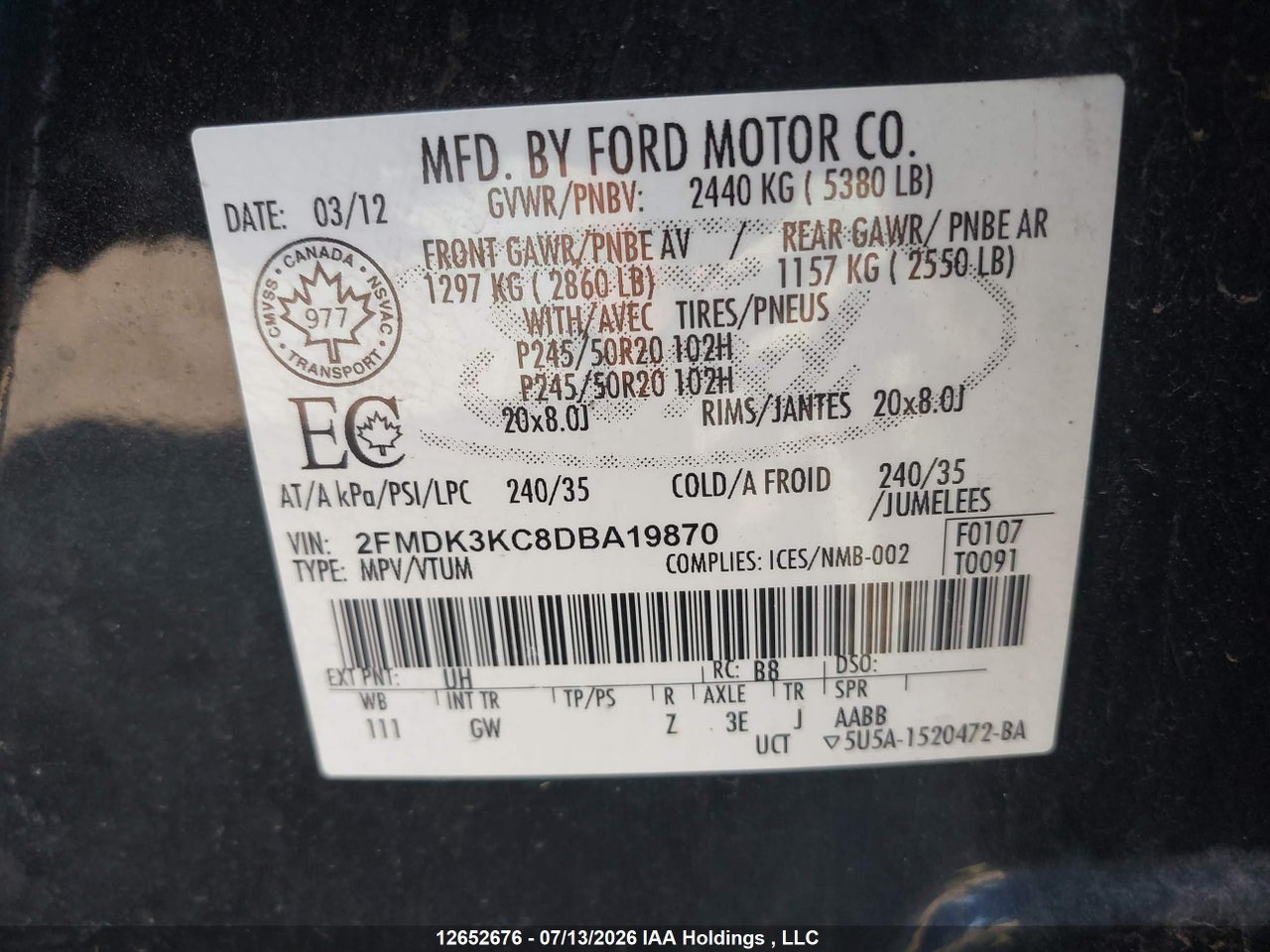 2013 FORD EDGE LIMITED thumbnail 10