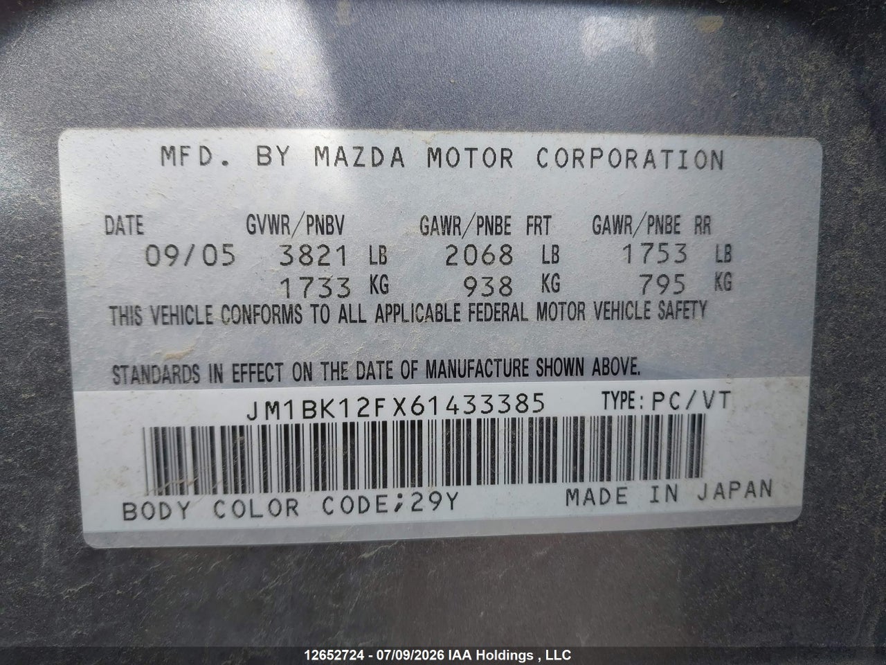 2006 MAZDA 3 I thumbnail 10