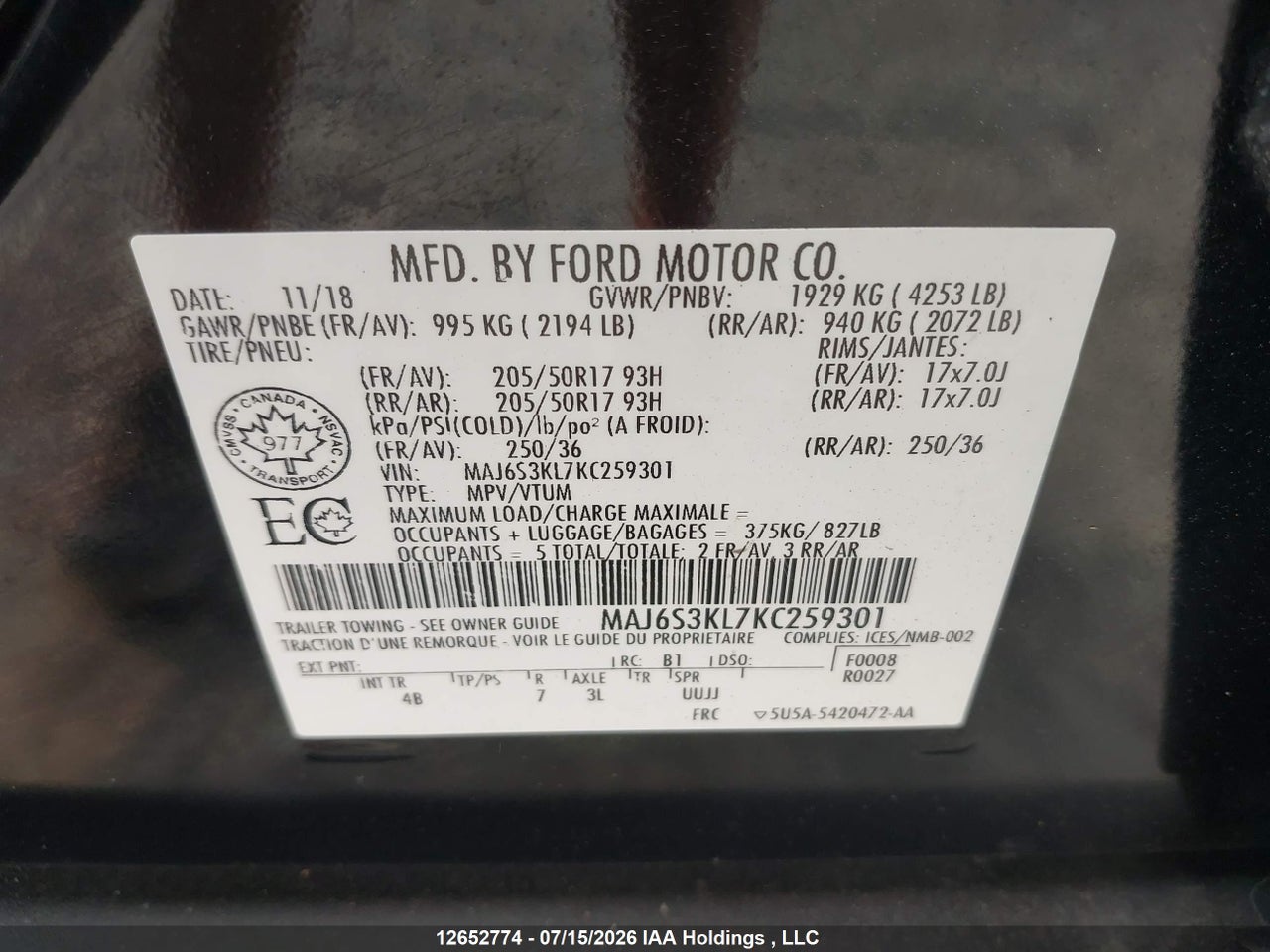 2019 FORD ECOSPORT TITANIUM thumbnail 10