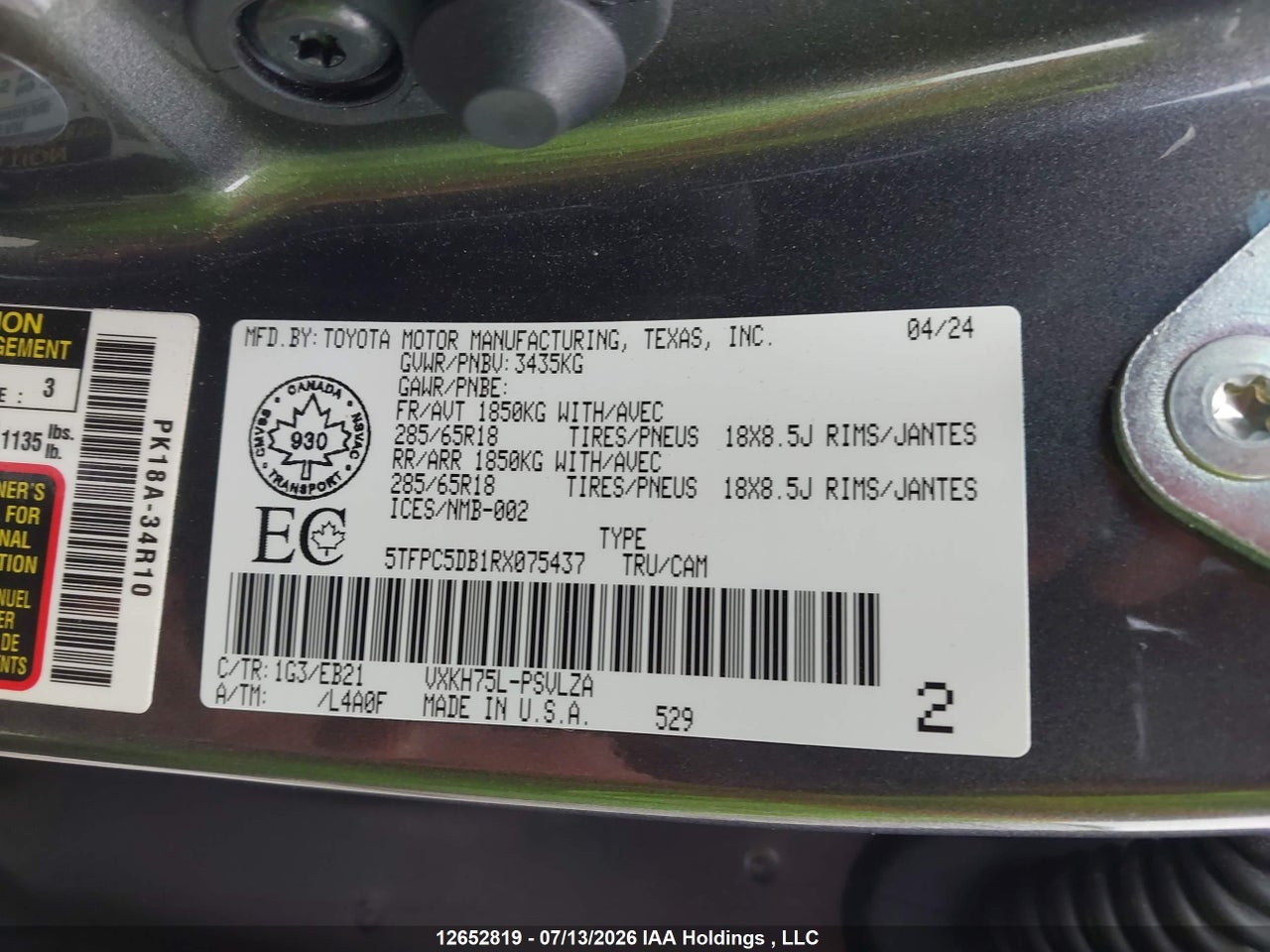 2024 TOYOTA TUNDRA HYBRID LIMITED 4X4 thumbnail 10