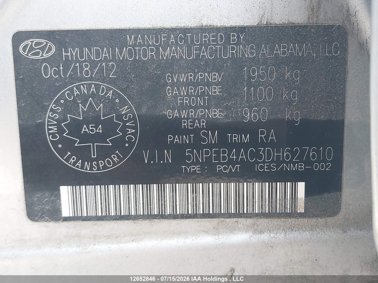 2013 HYUNDAI SONATA GLS thumbnail 10