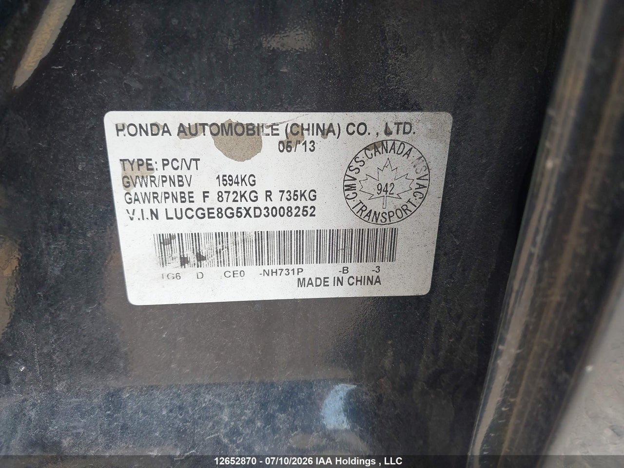 2013 HONDA FIT LX thumbnail 10