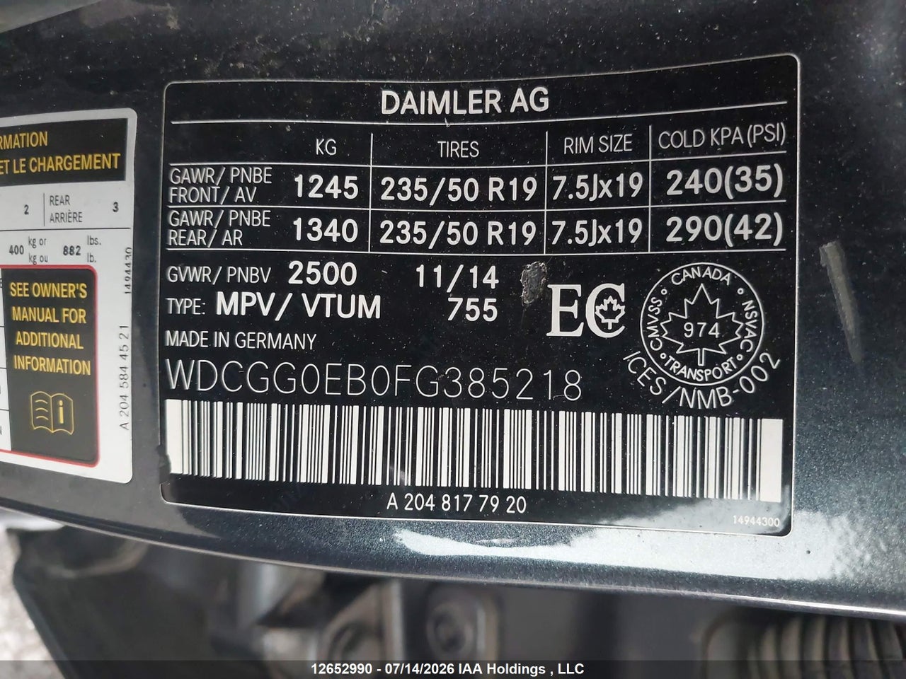 2015 MERCEDES BENZ GLK 250 BLUETEC 4MATIC thumbnail 10