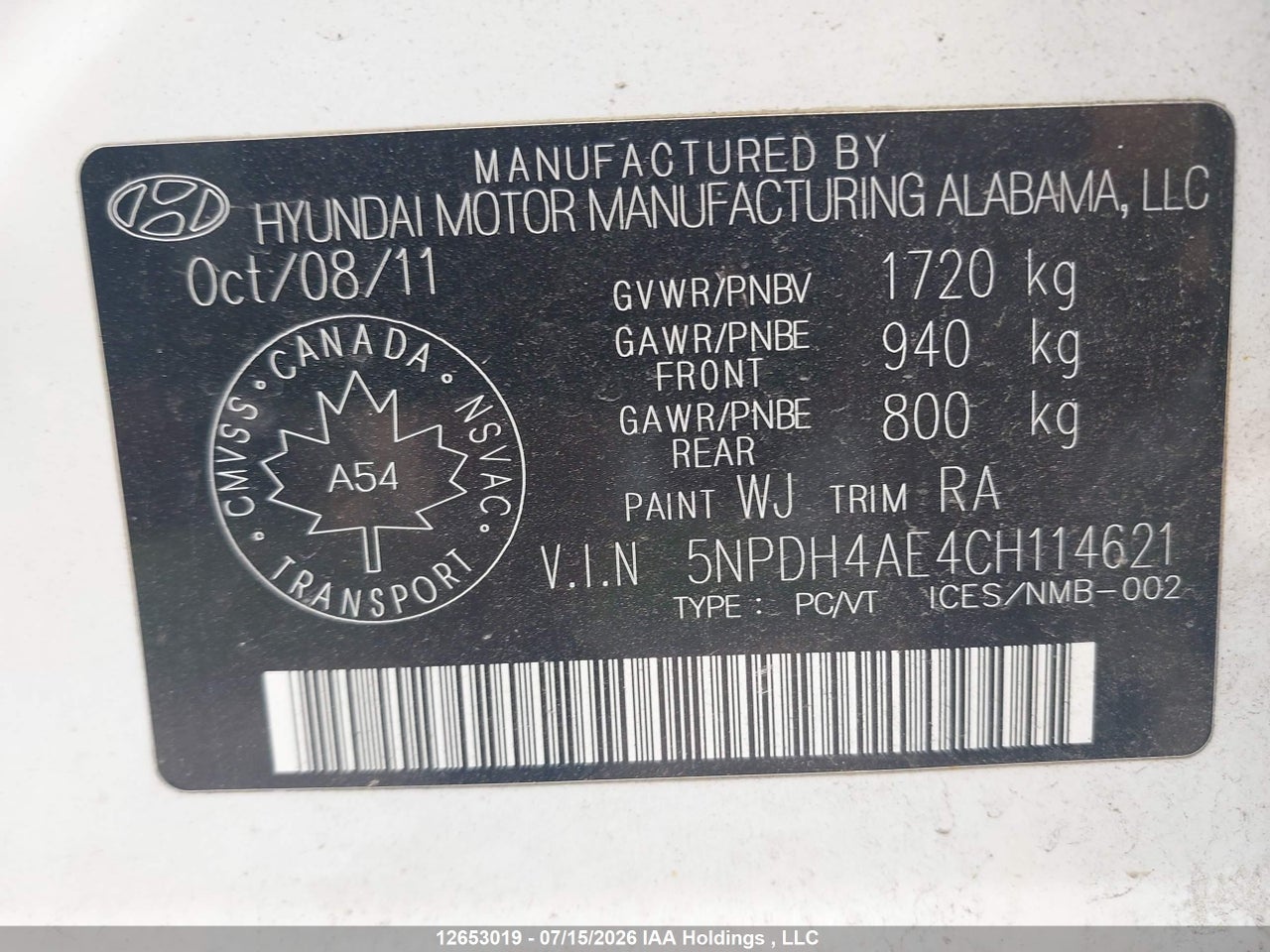 2012 HYUNDAI ELANTRA GLS/LIMITED thumbnail 10