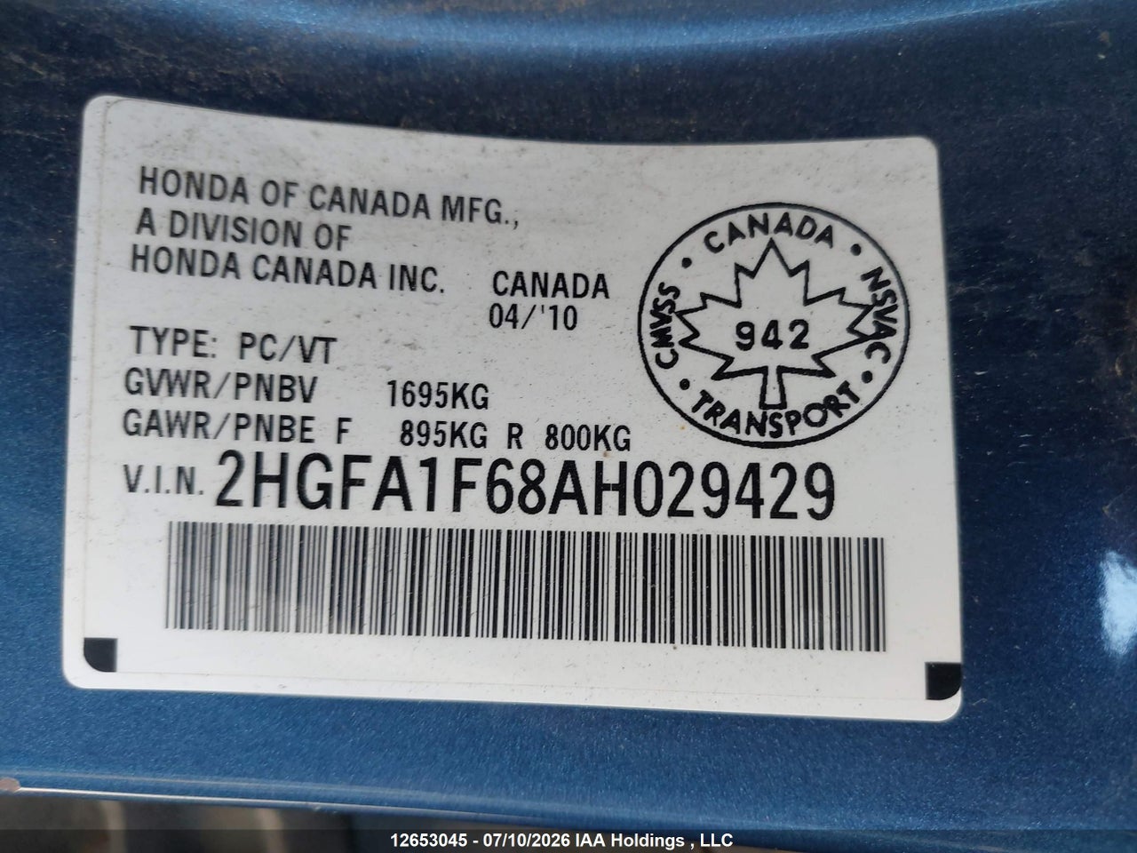2010 HONDA CIVIC SPORT thumbnail 10