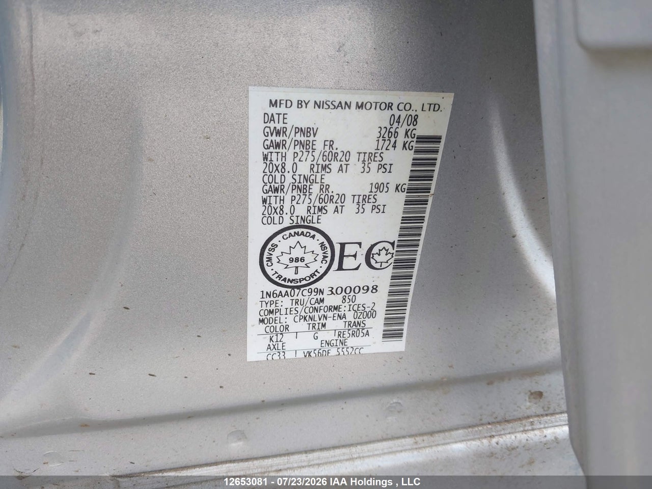 2009 NISSAN TITAN XE/SE/LE/PRO-4X thumbnail 10