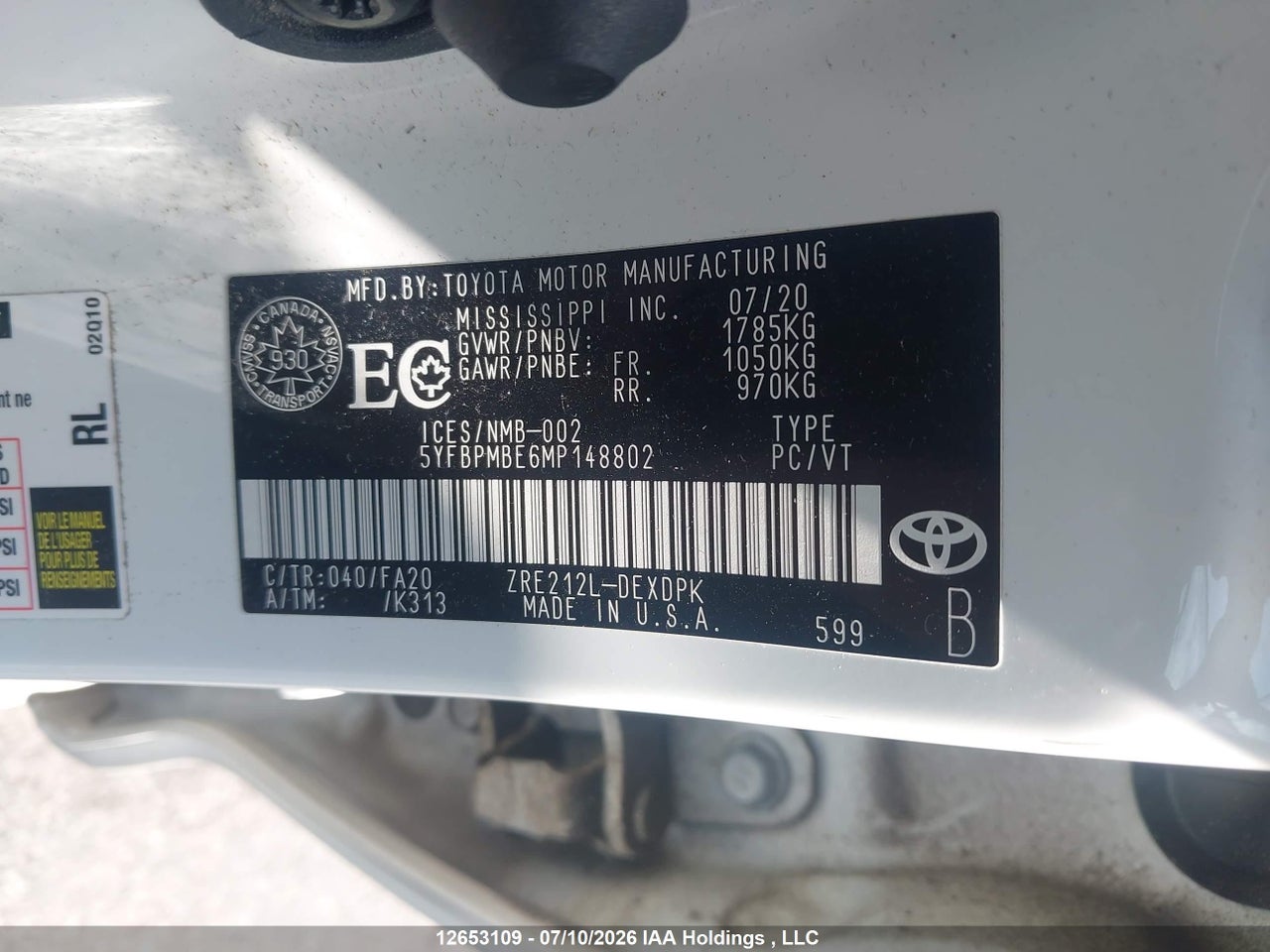 2021 TOYOTA COROLLA L thumbnail 10