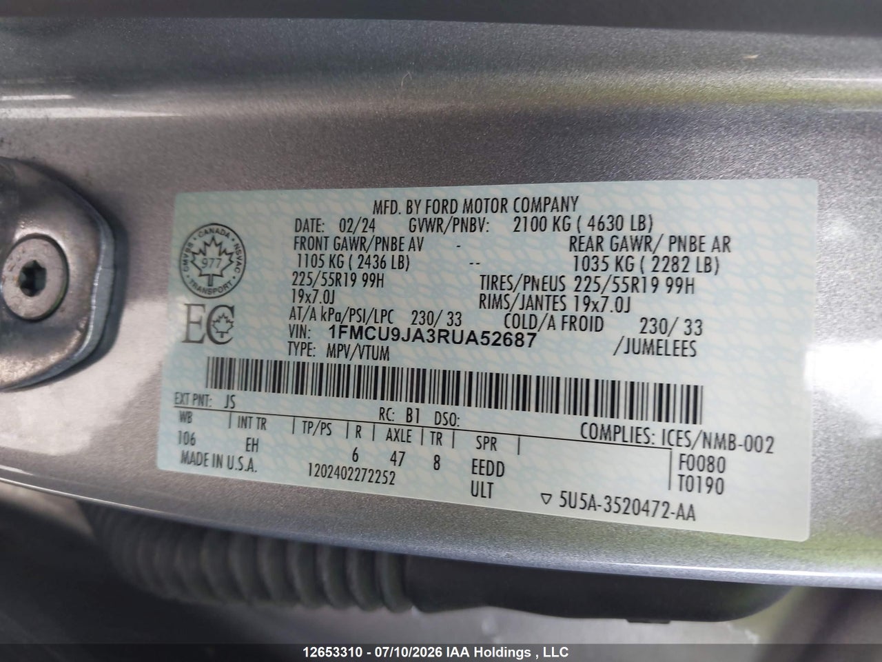 2024 FORD ESCAPE PLATINUM thumbnail 10