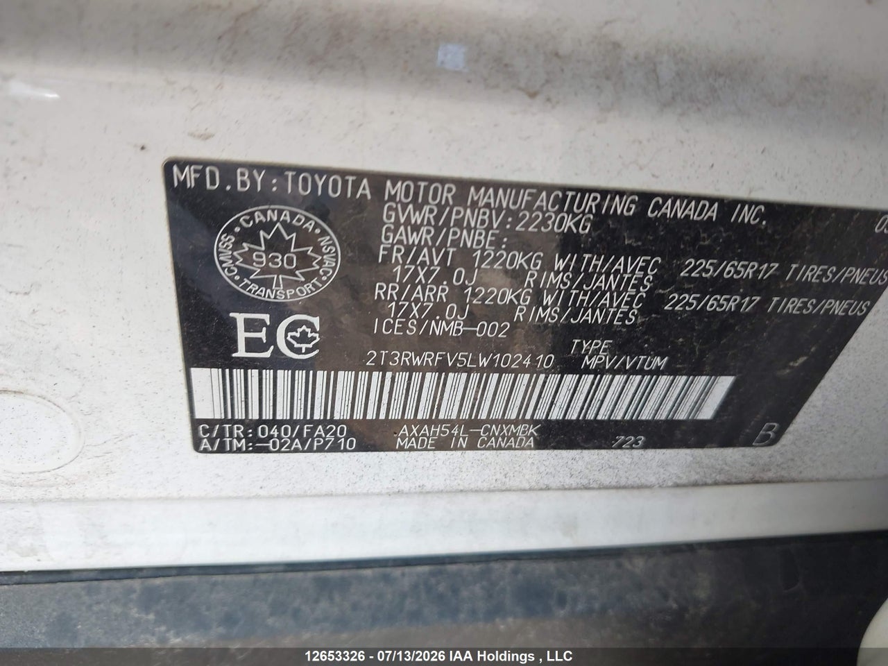 2020 TOYOTA RAV4 HYBRID XLE thumbnail 10