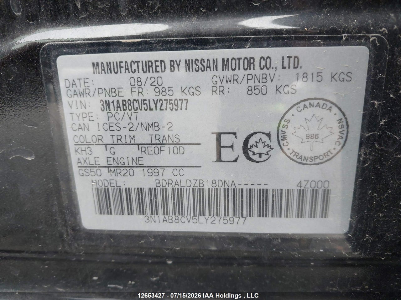 2020 NISSAN SENTRA thumbnail 10