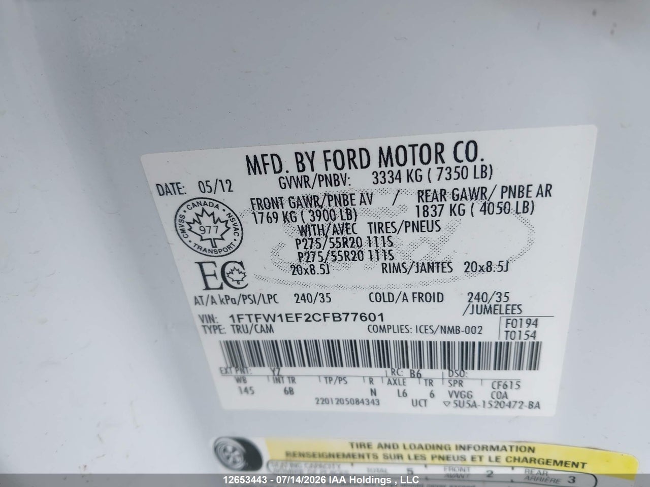 2012 FORD F150 SUPERCREW thumbnail 10
