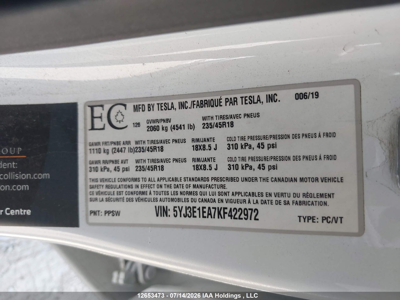 2019 TESLA MODEL 3 thumbnail 10